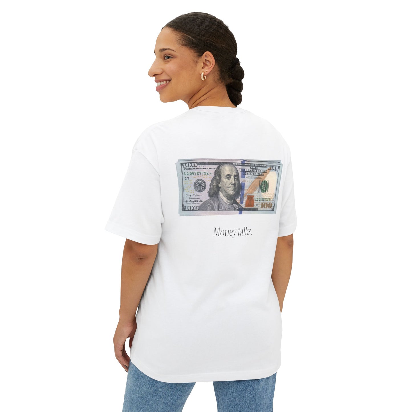 Classrich Money Talks Unisex Boxy Tee - Oversized Streetwear, Gift for Trendsetters, Casual Chic Look, Everyday Essentials, Comfort Fashion
