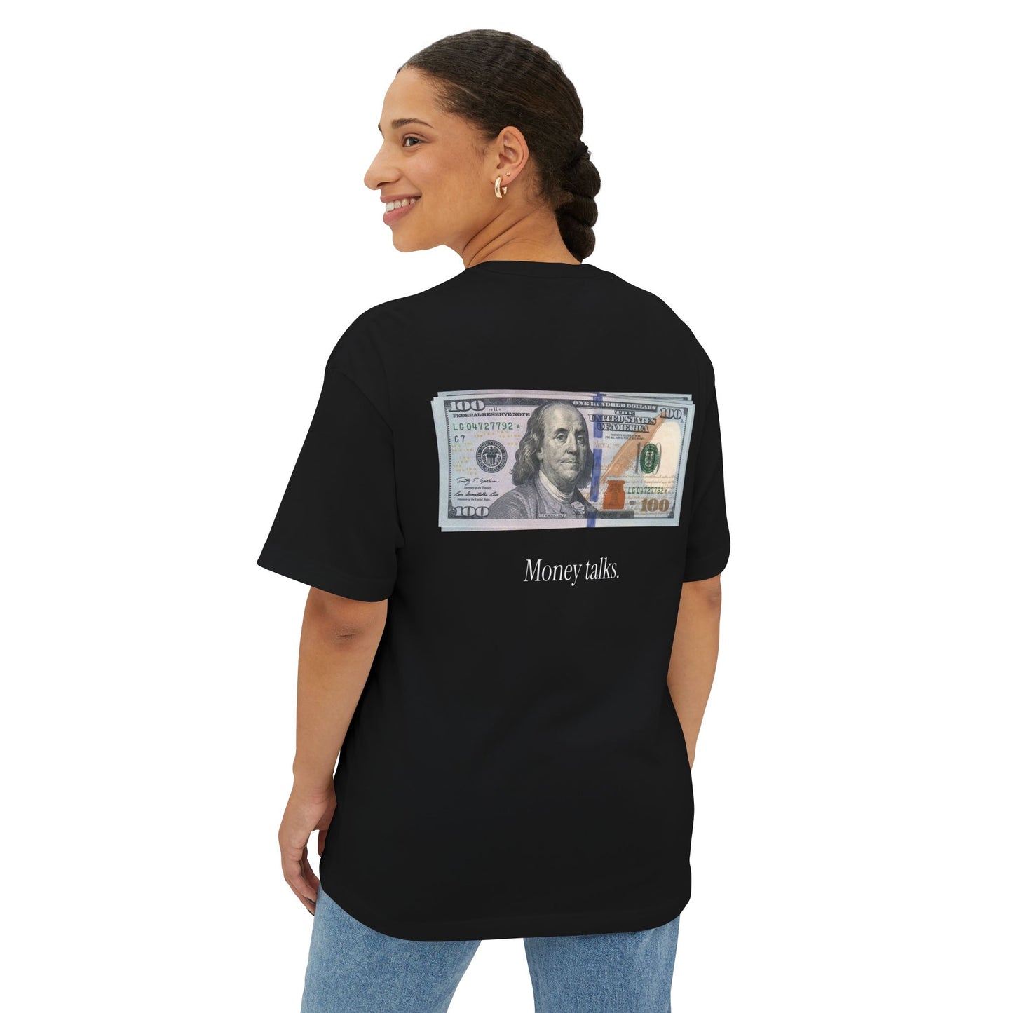 Classrich Money Talks Unisex Boxy Tee - Oversized Streetwear, Gift for Trendsetters, Casual Chic Look, Everyday Essentials, Comfort Fashion