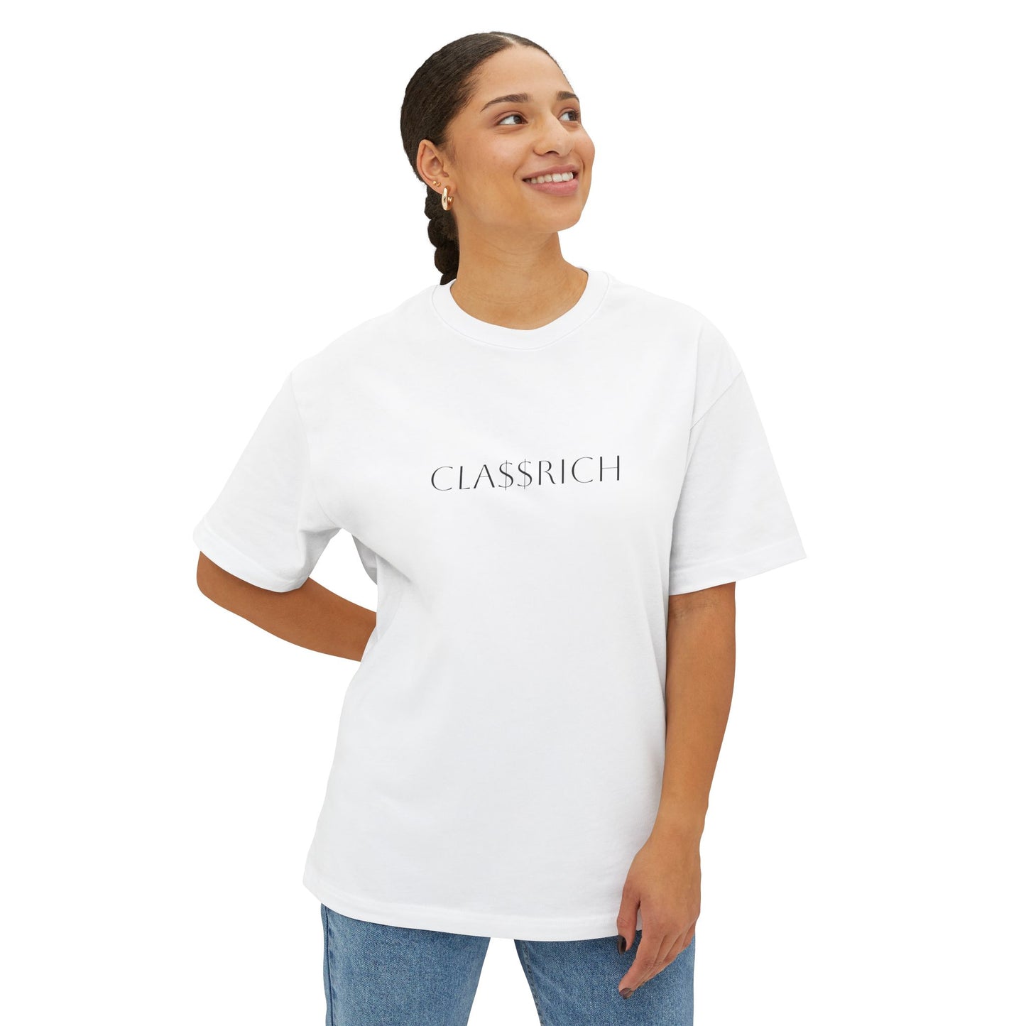 Classrich Money Talks Unisex Boxy Tee - Oversized Streetwear, Gift for Trendsetters, Casual Chic Look, Everyday Essentials, Comfort Fashion